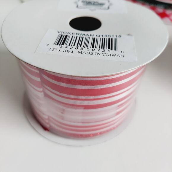 30+ Yards Variety Lot Wire Edged Ribbon Red White Christmas Gift Crafts Candy - Picture 5 of 16